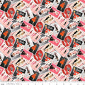 Barbie Vintage Photos Pink Cotton Fabric