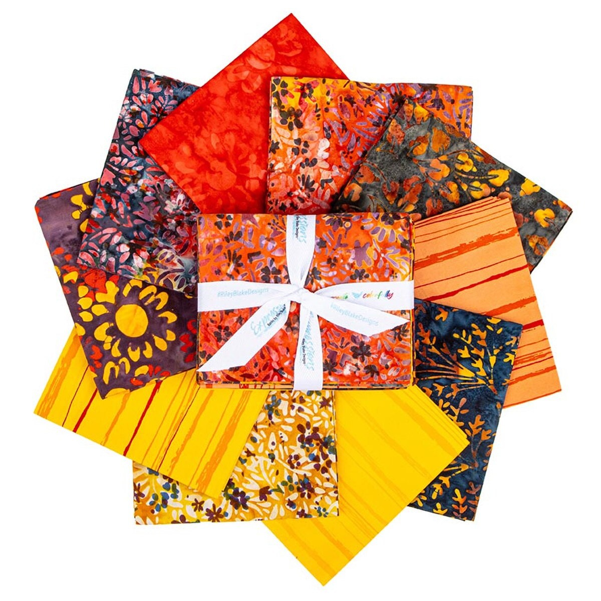 Expressions Batiks Wildflowers Sunset 10 Fat Quarters Riley Blake Designs FQ-23476B-10