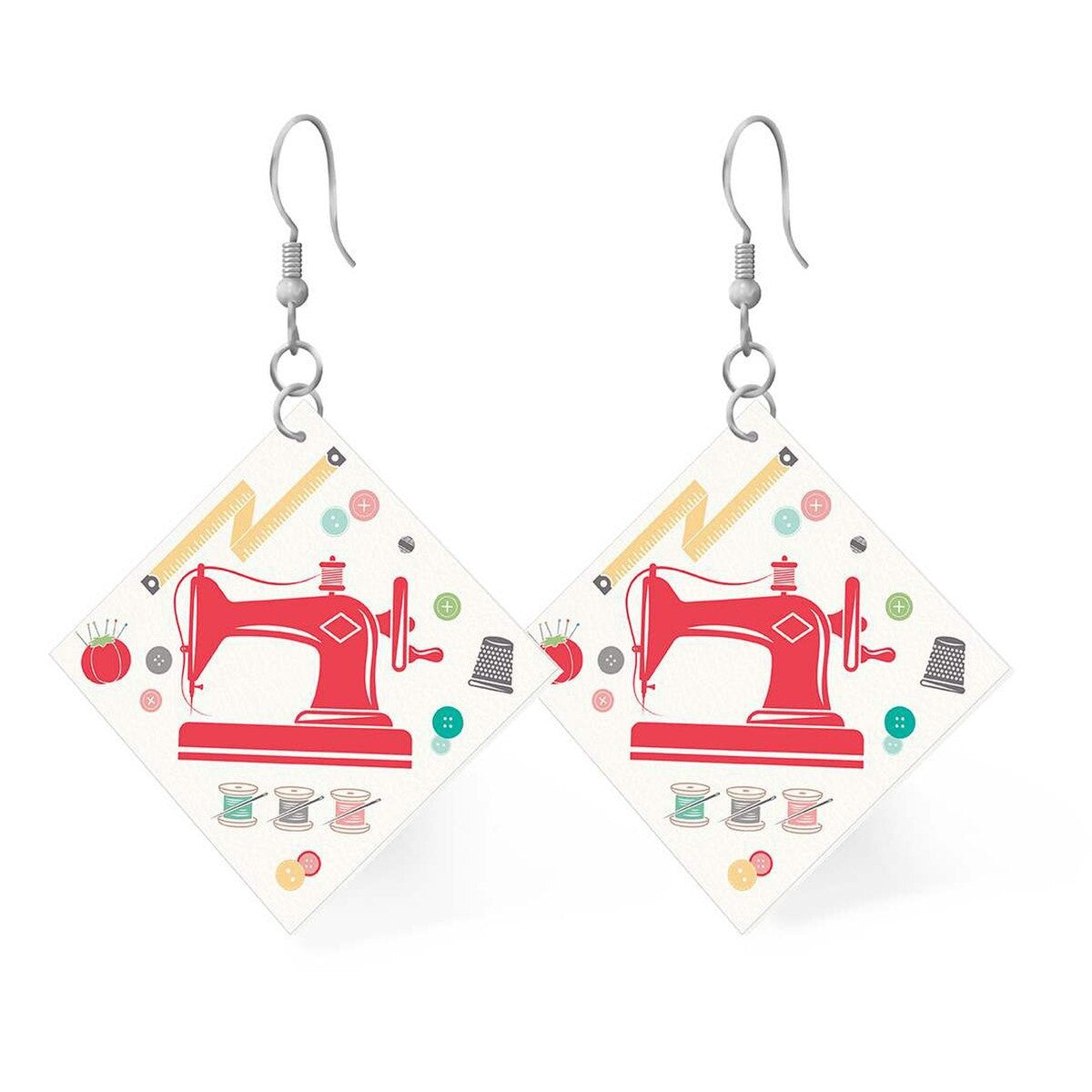 Red Sewing Machine Earrings