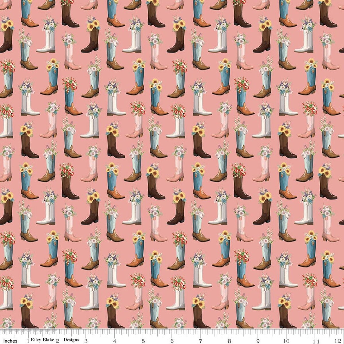 Cowgirl Boots Pink 2-Yard Pre-Cut