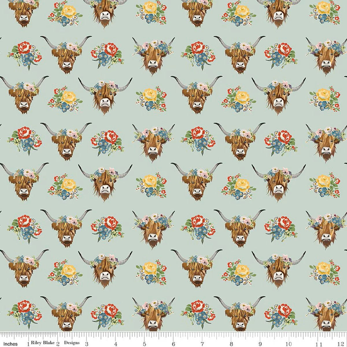 Cowgirl Highland Cows Misty 1-Yard Pre-Cut