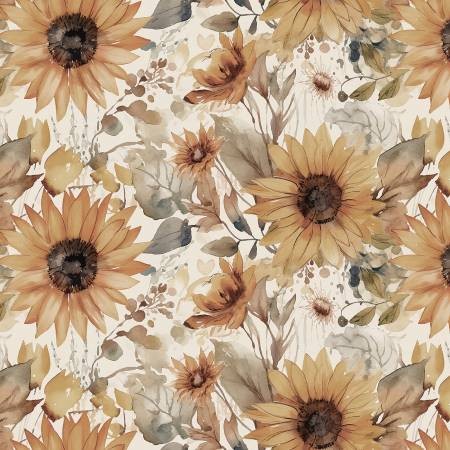 Watercolor Sunflowers Cream Wide Back 3-Yard Bundle