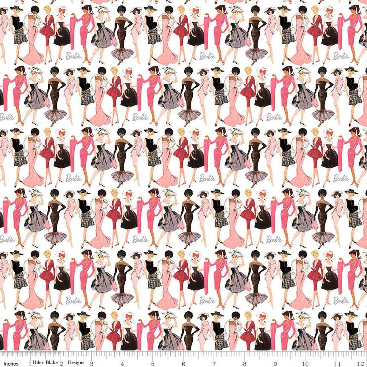 Barbie Vintage Fashion White Cotton Fabric