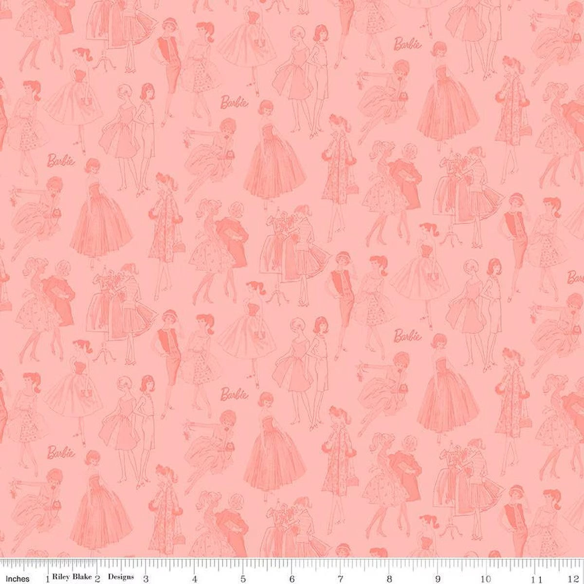 Barbie Vintage Tonal Pink Cotton Fabric