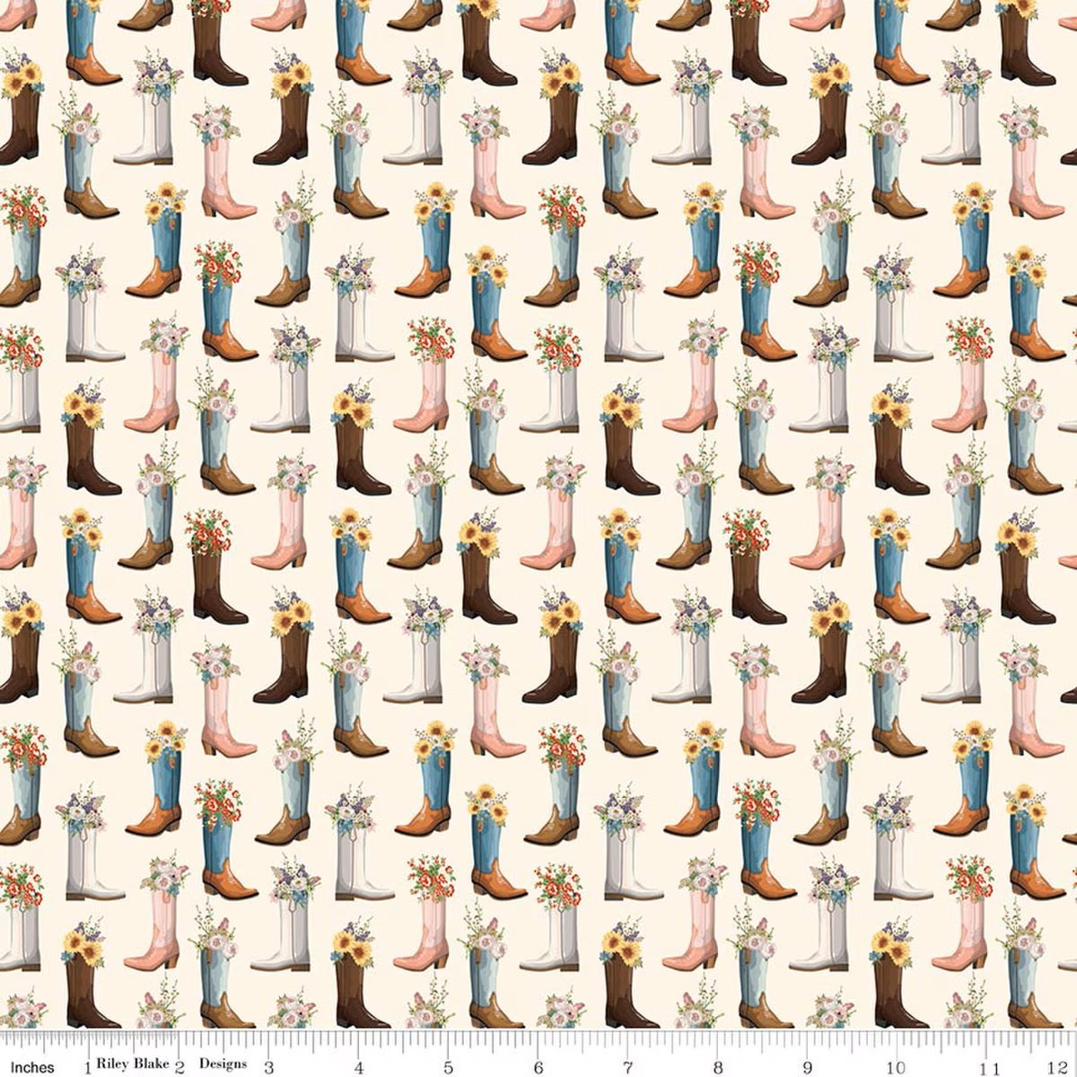 Cowgirl Boots Cream 2-Yard Pre-Cut